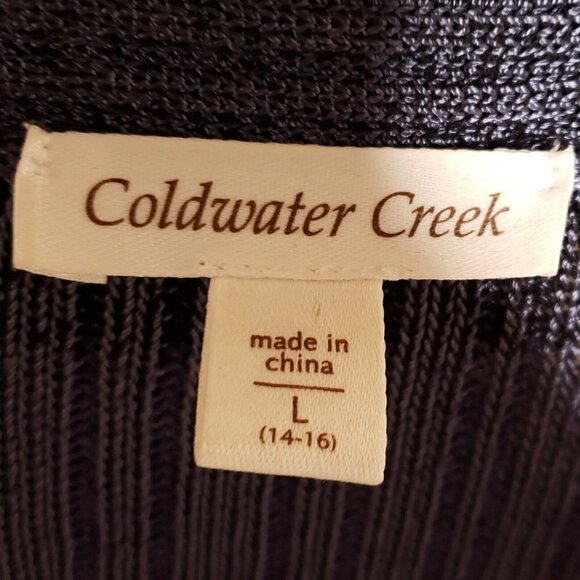 Coldwater Creek Womens Grey Blue Striped Bell Sleeve Cardigan Sweater Large - Picture 5 of 7